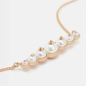 ALL SAINTS Dana Pearl Bar Stud Pendant Necklace
